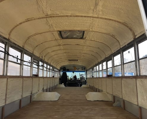 spray foam insulation on a school bus in NH